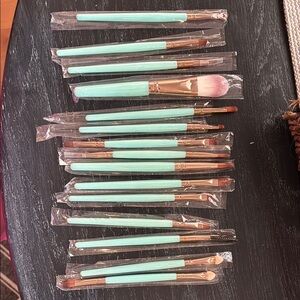 Mint blue green  15 pc Makeup Brush Set New